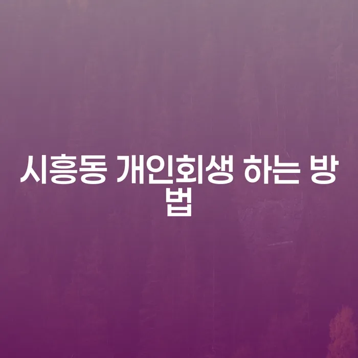 시흥동 개인회생 하는 방법과 개인회생하는방법, 어떻게 해야 할까요?